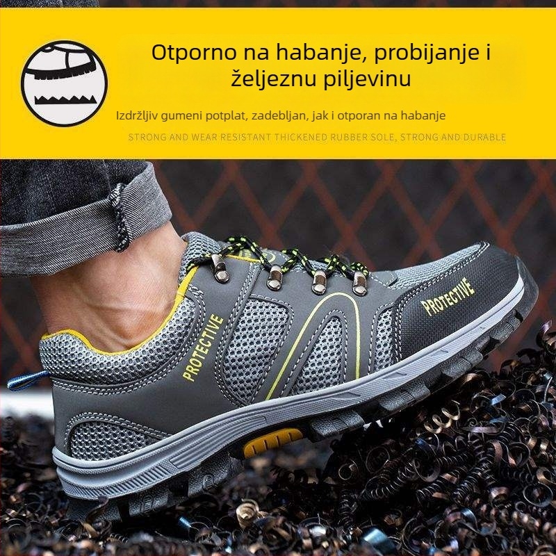 Muške cipele za sigurnost na gradilištu s čeličnom kapom, otporne na udarce i probijanje, prozračne, lagane