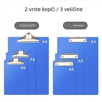 Plastična mapa za dokumente s klipom za A4/A5/A6, podloga za pisanje i klips za račune – uredski dodatak