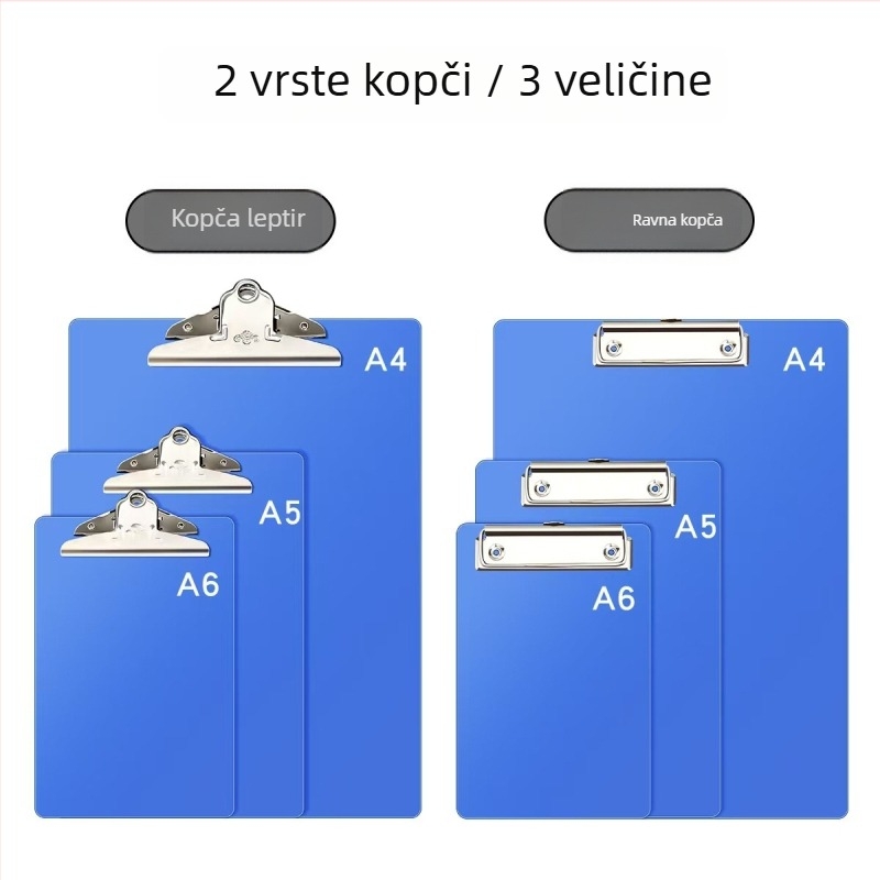 Plastična mapa za dokumente s klipom za A4/A5/A6, podloga za pisanje i klips za račune – uredski dodatak