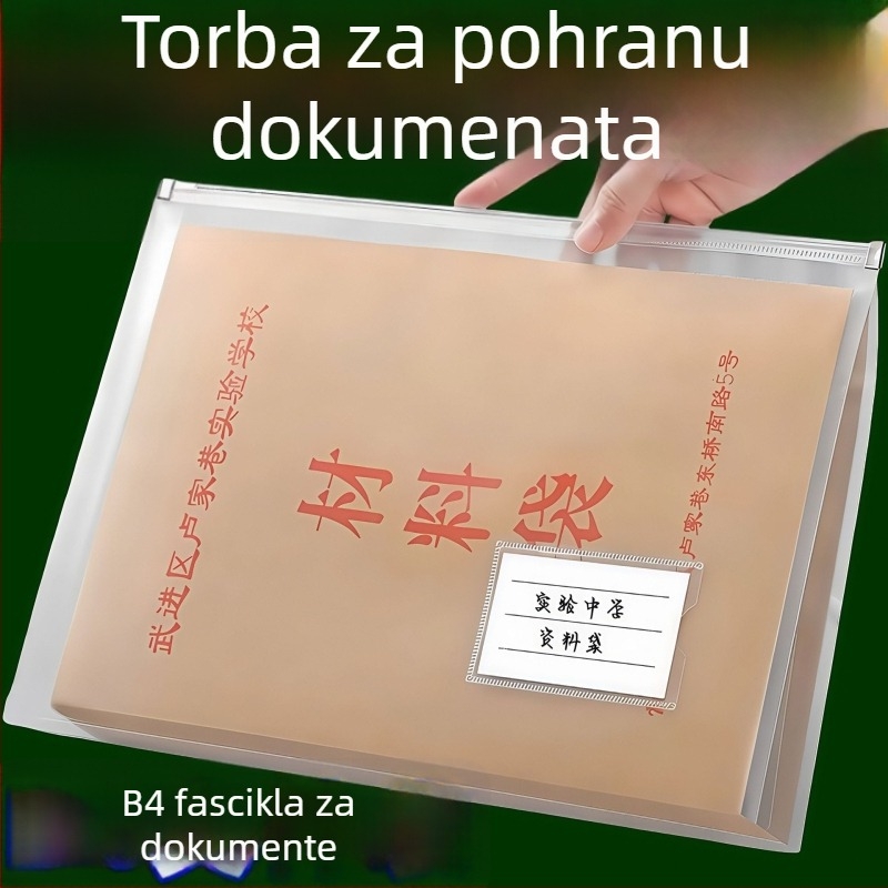 B4 vodootporna prozirna torba za dokumente sa zatvaračem za studentske dokumente