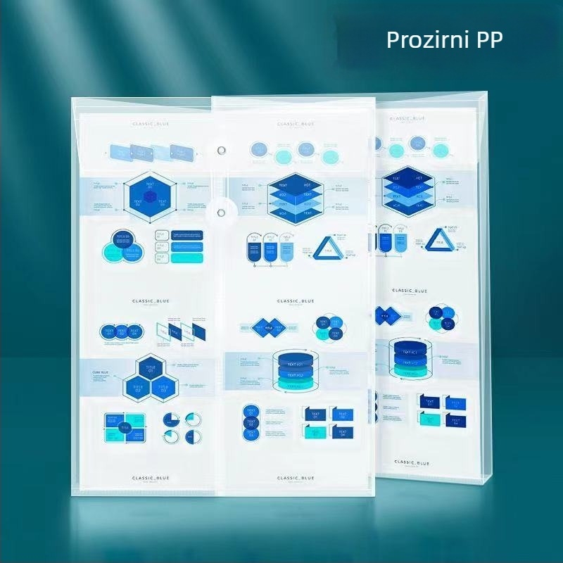 A4 prozirna vertikalna torba za dokumente, plastična, vodootporna, ojačana