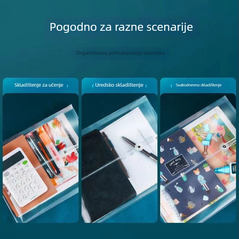 A4 prozirna vertikalna torba za dokumente, plastična, vodootporna, ojačana
