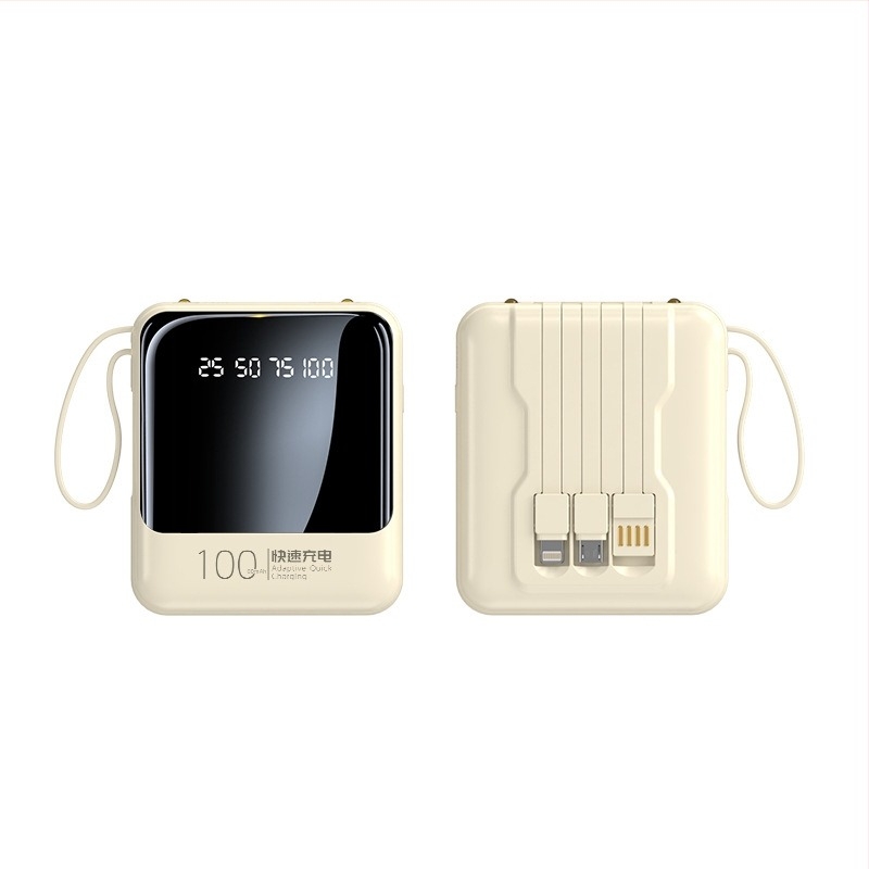Prijenosni power bank s ugrađenim kabelom, kompakt dizajn, 20000 mAh, personalizirani dar
