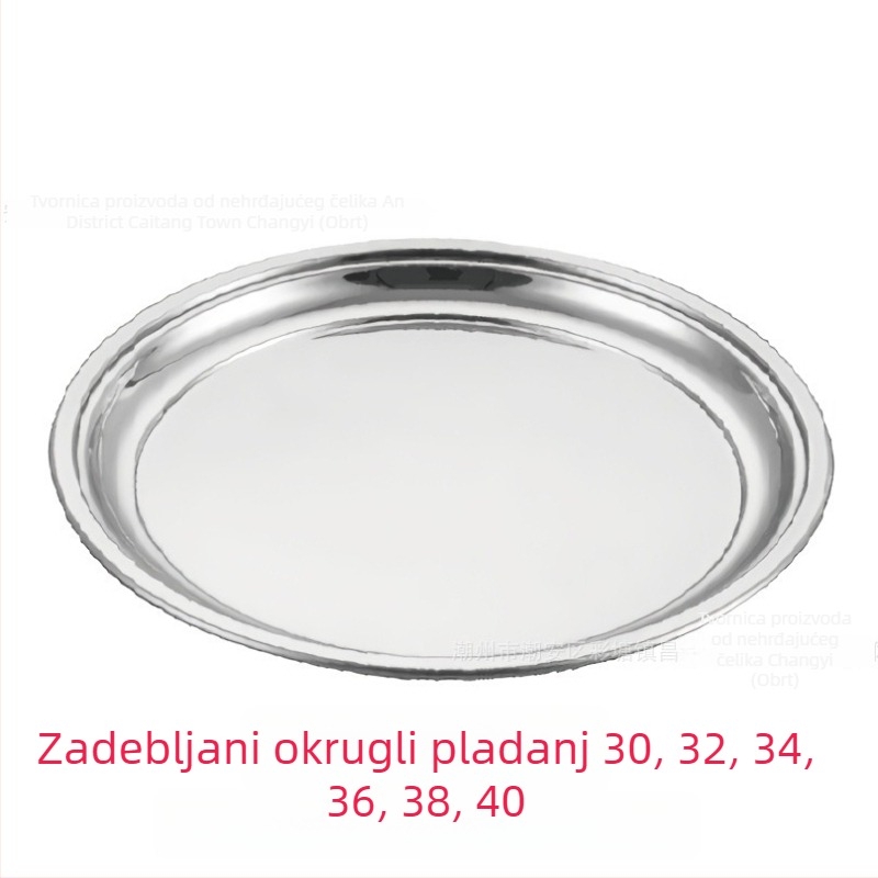 Okrugla pladnja za čaj od nehrđajućeg čelika sa silikonskom protukliznom podlogom, promjer 20–21 cm, više veličina, desertni tanjur za restoran