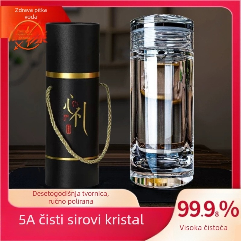 Čajna šalica od kristalnog stakla, 500 ml, za auto i ured, vrhunski dizajn, novi kineski stil, poklon kutija