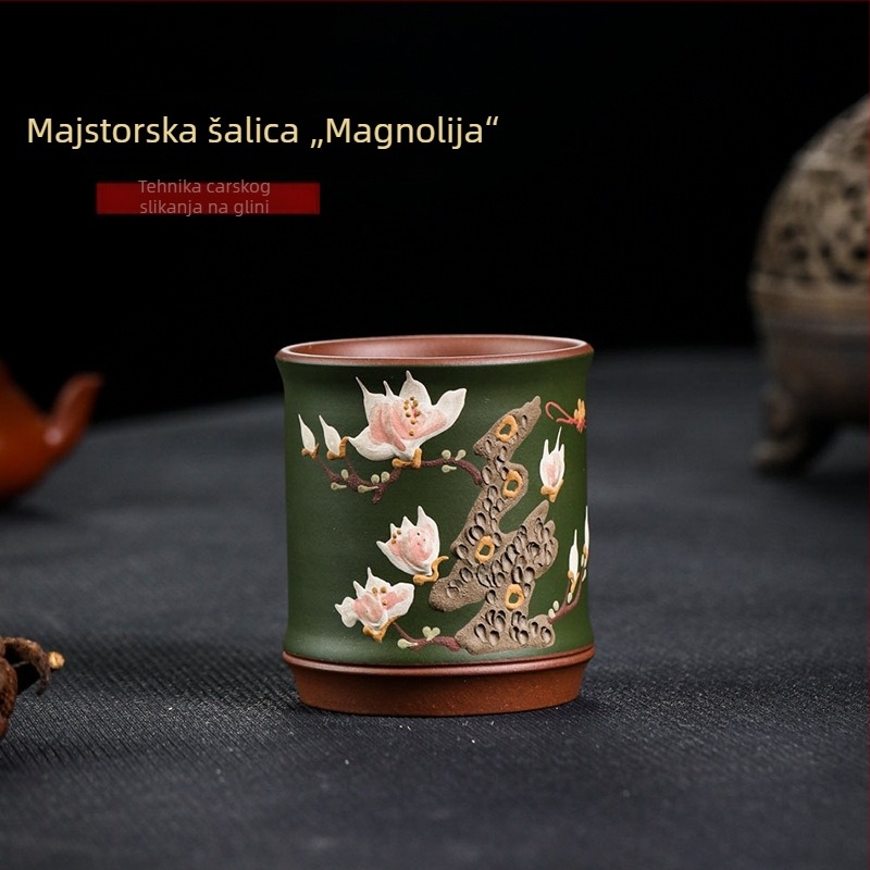 Ručna Yixing šalica od ljubičaste glinene – Magnolia Master čajna šalica