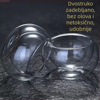 Debelo otporno staklo na toplinu, dvostruko izolirano, prozirna šalica za čaj Gongfu