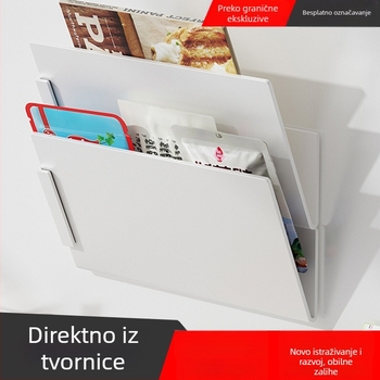 Zidni magnetski organizator od karbonskog čelika za časopise i dokumente, bez bušenja, nagibni organizator za dom, učenje i kuhinju