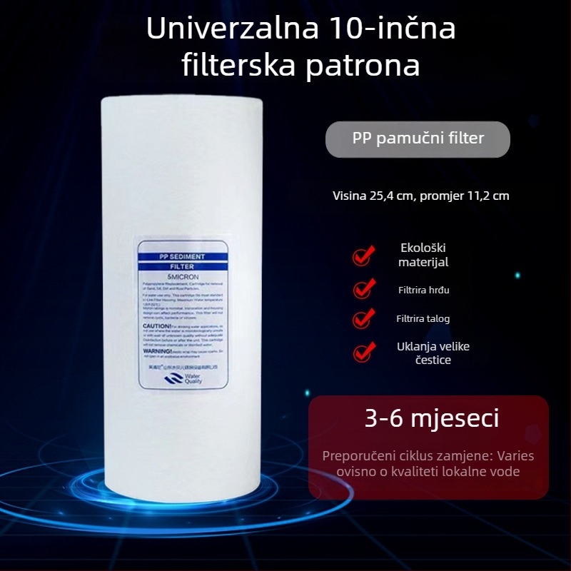 10-inčni element filtra za vodu, Meltblown, CTO aktivirani ugljen, pred-filtr za cijelu kuću