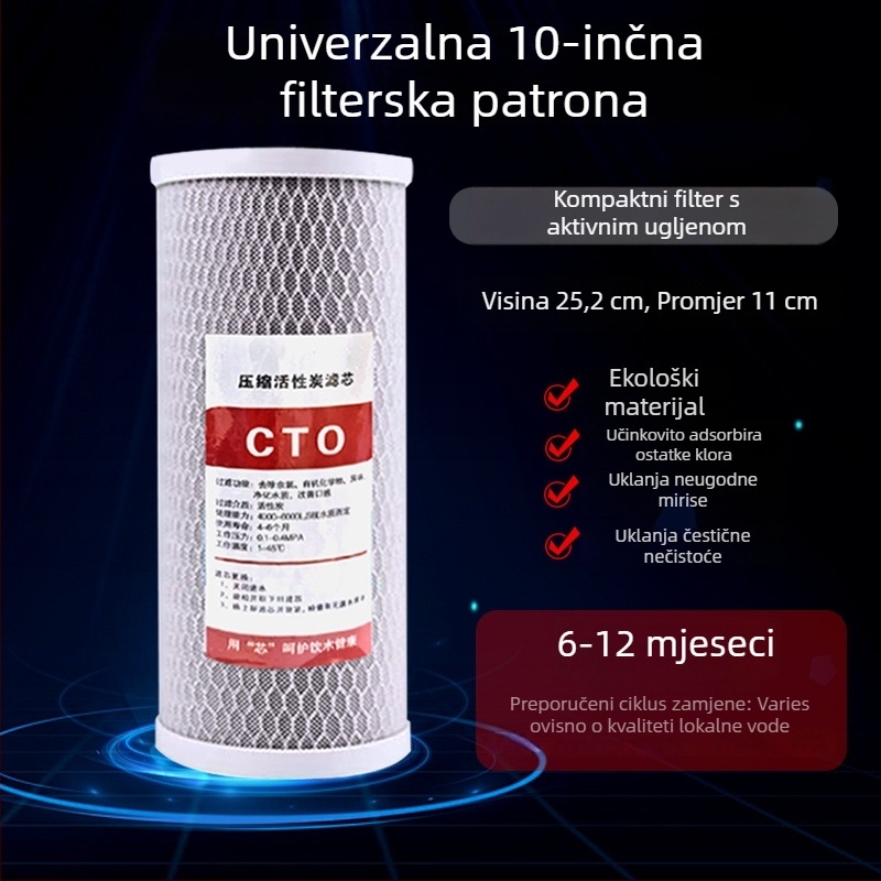 10-inčni element filtra za vodu, Meltblown, CTO aktivirani ugljen, pred-filtr za cijelu kuću