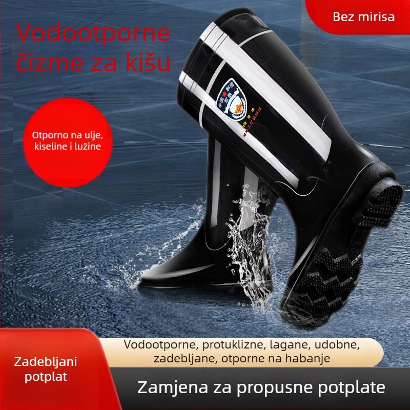 Muške gumene čizme za kišu, otporne na kiseline i baze, vodootporne, protuklizne