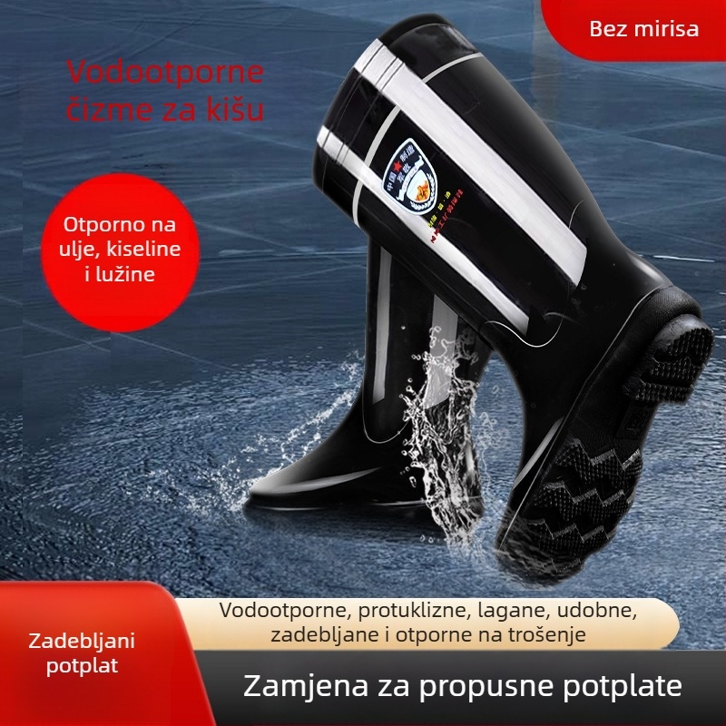 Muške gumene čizme za kišu, otporne na kiseline i baze, vodootporne, protuklizne