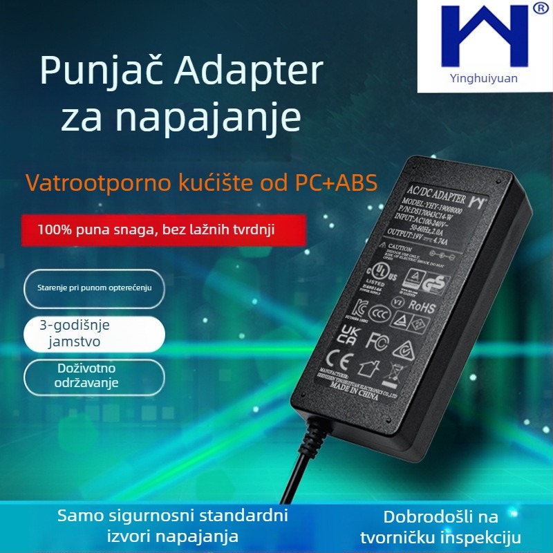 Adapter za napajanje 9V/12V/19V/24V, 3A–10A, serija YHY-96W