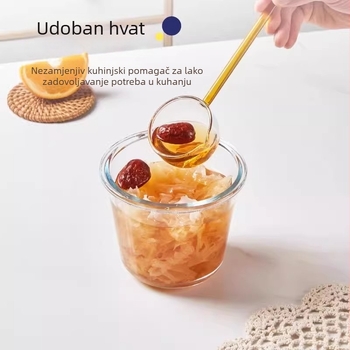 Šarena prozirna staklena žličica s dugim držalom, borosilikatna žličica za desert, čaj i juha