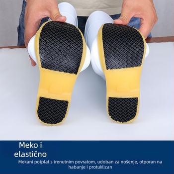 Bijele kišne čizme s gumom na potplatu, čvrste i protivklizne, otporne na habanje, vodootporne i otporne na ulje, srednje visine