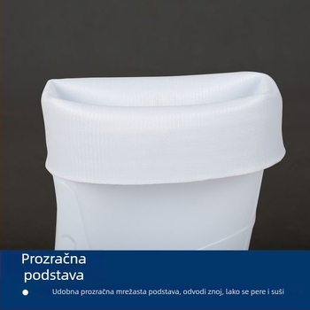 Bijele kišne čizme s gumom na potplatu, čvrste i protivklizne, otporne na habanje, vodootporne i otporne na ulje, srednje visine