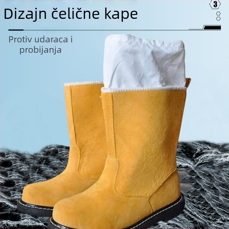 Suede cipele za sigurnost, visoko krojene, čelični prst, otporne na visoke temperature, protiv iskri, otporne na habanje i prodiranje