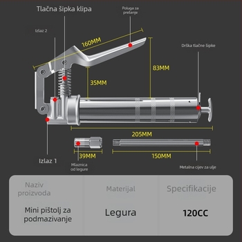 Kompaktna pištolna pumpa za maslac, jednoručni prijenosni dozač maslaca za kućnu upotrebu