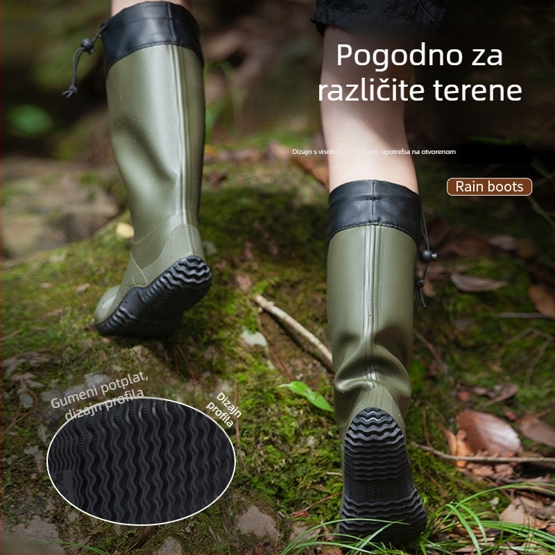 Unisex PVC čizme za kišu s protukliznom podlogom, visokim kolenom, otporne i praktične za kampiranje i svakodnevnu upotrebu
