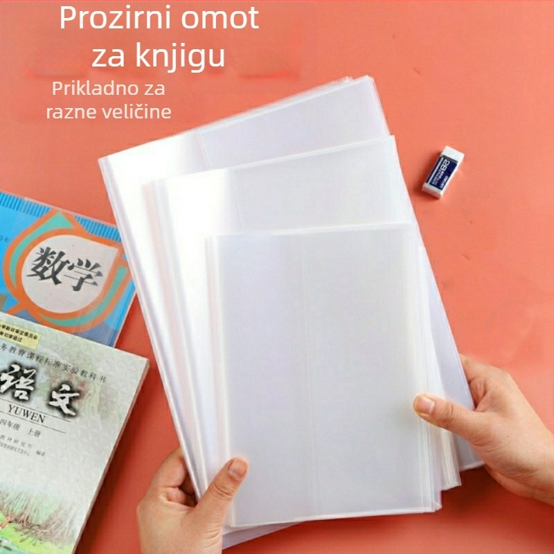 Prozirna zaštitna omotnica za knjige, univerzalna za udžbenike od osnovne do srednje škole, vodootporna plastična zaštitna folija