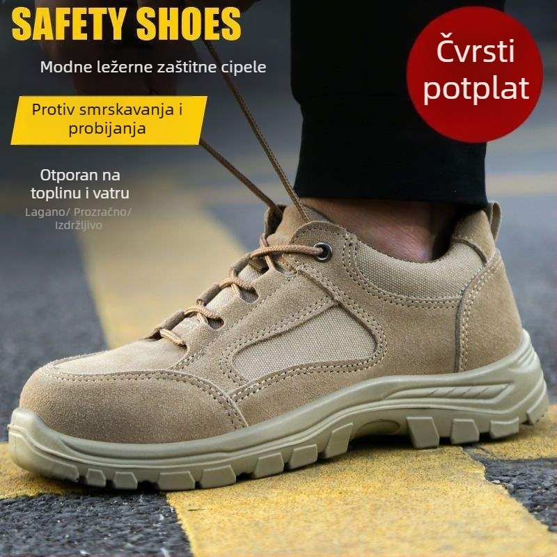 Muške sigurnosne cipele s čeličnim prstom, otporne na udarce i probijanje, lagane, prozračne, otporne na habanje, protiv mirisa, protuklizne, radna obuća za gradilišta