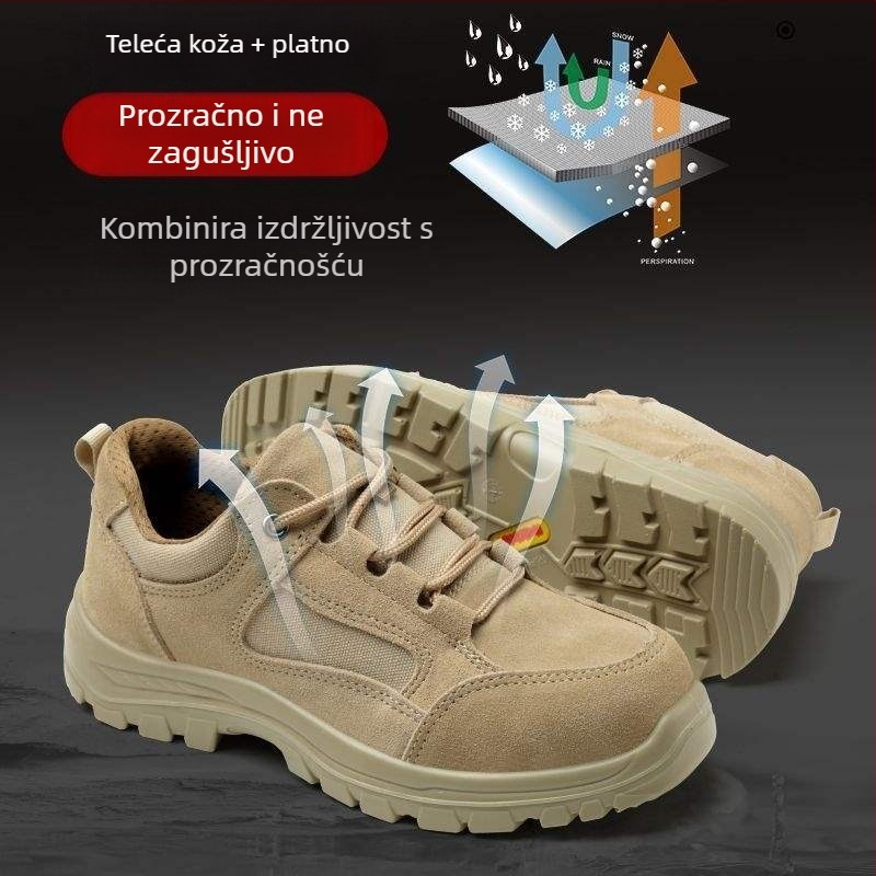 Muške sigurnosne cipele s čeličnim prstom, otporne na udarce i probijanje, lagane, prozračne, otporne na habanje, protiv mirisa, protuklizne, radna obuća za gradilišta
