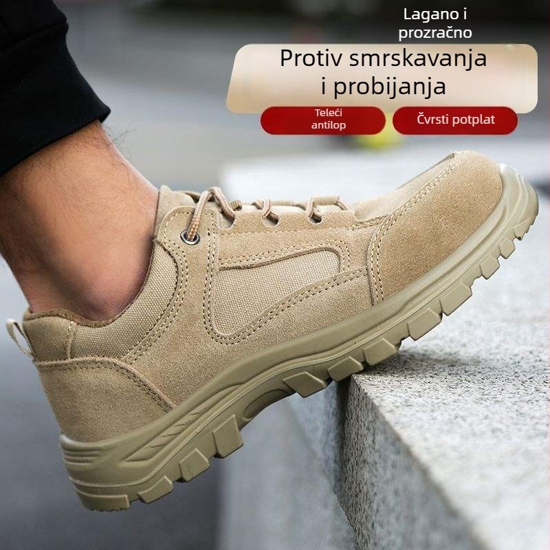 Muške sigurnosne cipele s čeličnim prstom, otporne na udarce i probijanje, lagane, prozračne, otporne na habanje, protiv mirisa, protuklizne, radna obuća za gradilišta