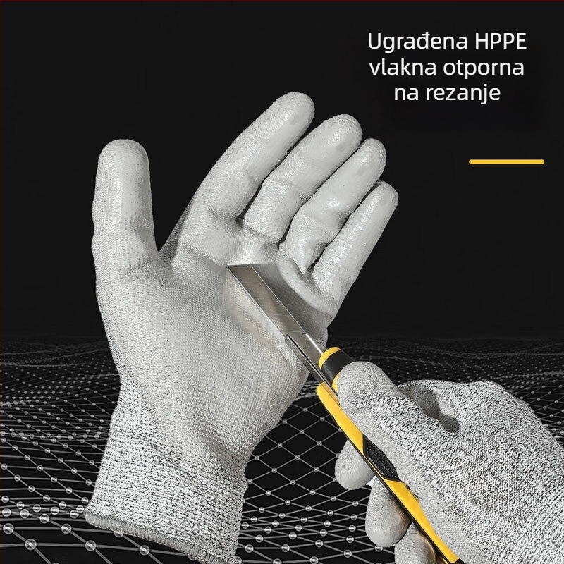 Deli Tools rukavice za zaštitu od rezova u vrtu, PU premaz nitril otporan na habanje, DL521041, veličina 42-43