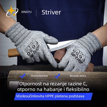Xingyu rukavice otporne na rez s HPPE vlaknom i PU premazom, izdržljive za rukovanje ribama