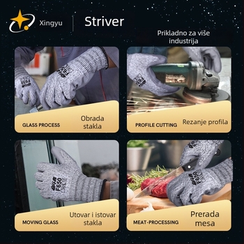 Xingyu rukavice otporne na rez s HPPE vlaknom i PU premazom, izdržljive za rukovanje ribama