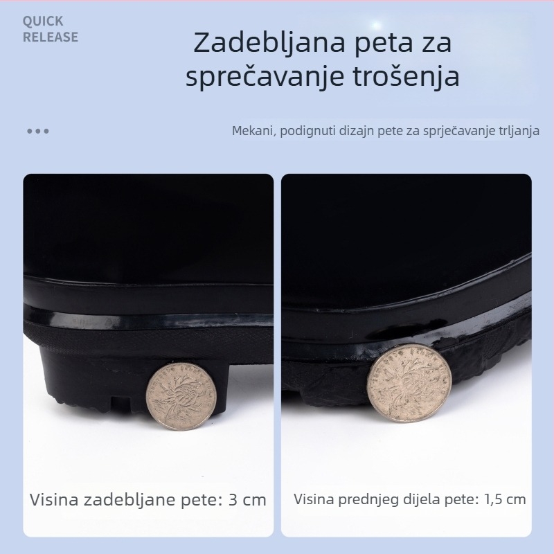 Crne visoke kišne čizme s protukliznom potplatom, vodootporne, otporne na habanje, za odrasle, univerzalno za gradilište
