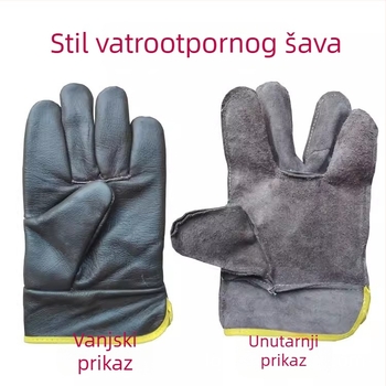 Vatrootporne kratke kožne rukavice za rad, mekana koža, otporne na habanje, protiv opeklina, industrijska uporaba