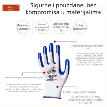 Radničke zaštitne rukavice: otporne na habanje i rezanje, nitrilno-lateks rukavice, profesionalne, otporne na ulje i debele