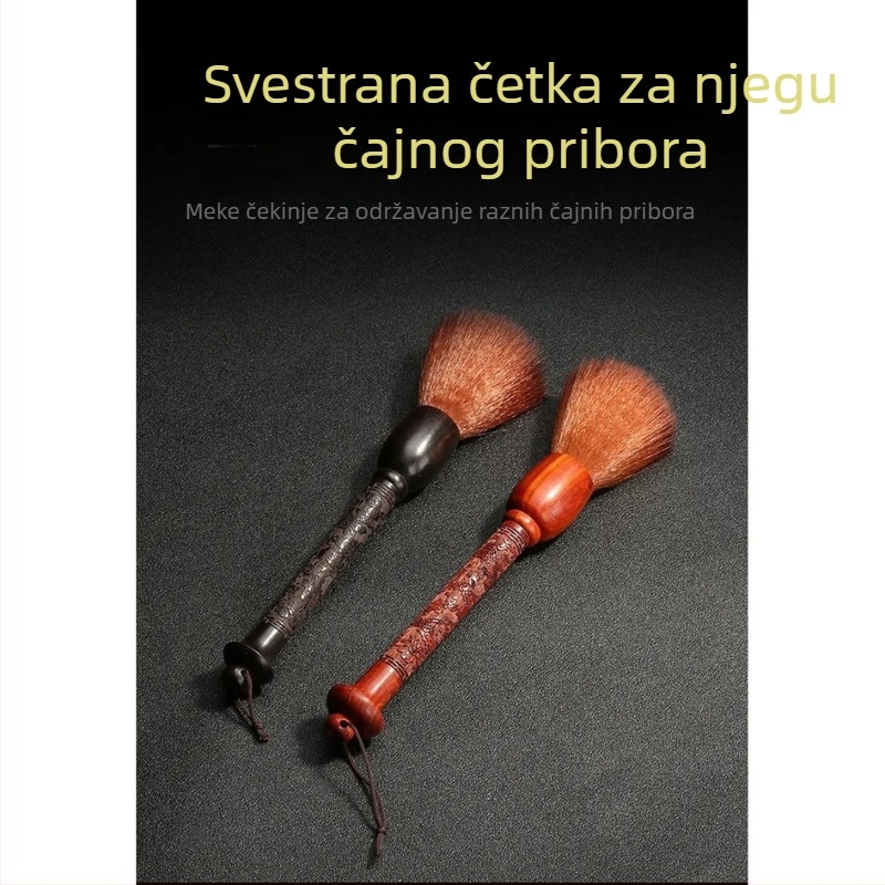 Četkica za čajnik od ebenovog drveta – bez ispadajućih dlačica, za čišćenje čajnika, četka za čajnu pladnju, dodatak čajnoj ceremoniji