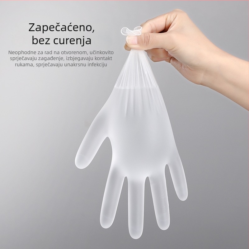 Jednokratne PVC rukavice za kozmetičke postupke: manikura, bojanje kose, masaža leđa i stopala, kuhinja; prozirne, vodootporne, debljina 0.05 mm