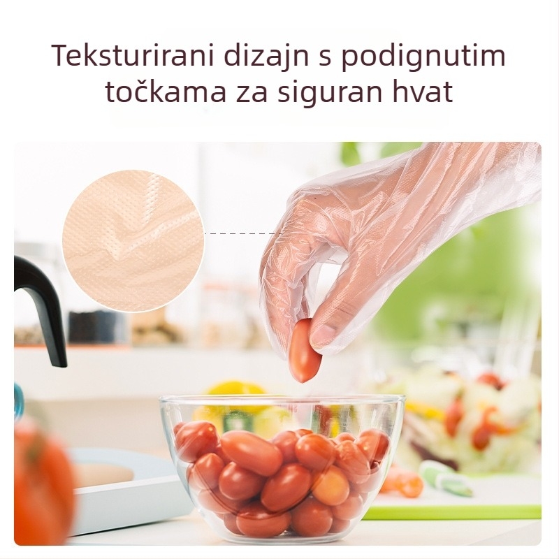 Deli LQ110 jednokratne PE rukavice, prehrambene kvalitete, prozračne, u kutiji, s izvlačnim dizajnom, vodootporne i otporne na prljavštinu, za jelo