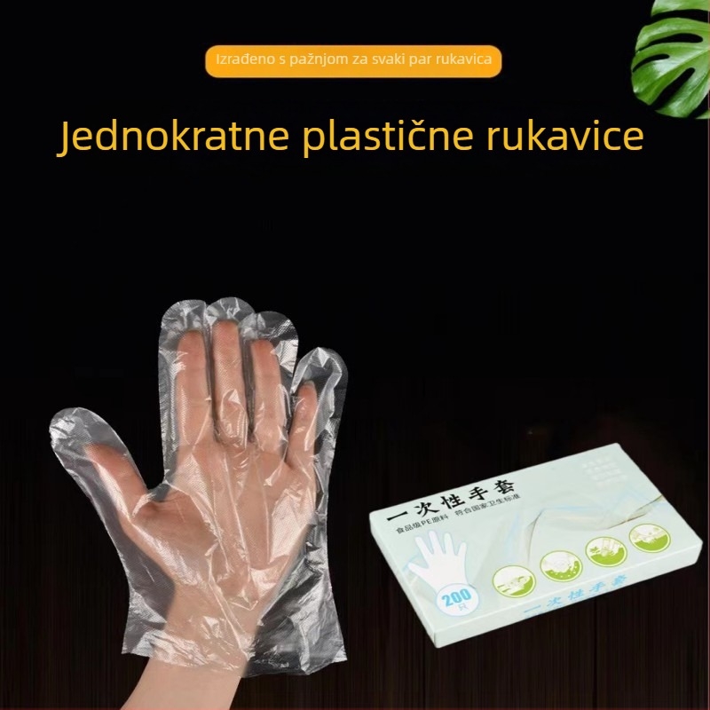 Jednokratne rukavice za prehrambenu upotrebu od PE plastike, 200 komada u kutiji, dozator dizajn, za štandove s hranom i restorane