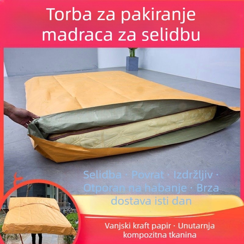 Simmons vreća za pakiranje madraca s pokrovom za prašinu i zaštitnim filmom, papir-plastik kompozit, veličina 180×200 cm, žuta