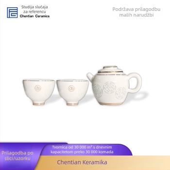 Keramički Gongfu čajni set s tigrovim motivom i izrezanim dizajnom, šalice zlatnim rubom, prilagodljiv, uključuje pladanj za čaj i pribor za ceremoniju čaja, kutija za poklon, glazura u boji, za 1–2 osobe