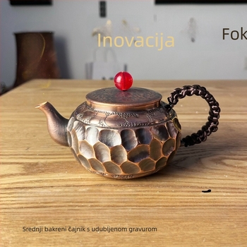 Ručno gravirani purpurno bakreni čajnik, retro kineski kung-fu stil