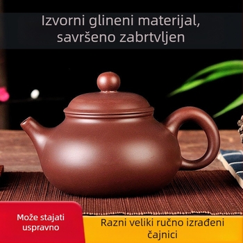 Čajnik od ljubičaste gline s velikim kapacitetom za pripremu čaja, Gongfu čajni set s šalicama za kućnu upotrebu, može se okretati naopako.