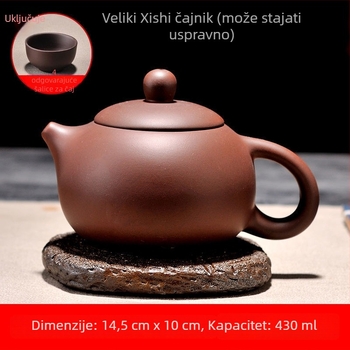 Čajnik od ljubičaste gline s velikim kapacitetom za pripremu čaja, Gongfu čajni set s šalicama za kućnu upotrebu, može se okretati naopako.