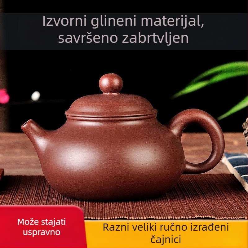 Čajnik od ljubičaste gline s velikim kapacitetom za pripremu čaja, Gongfu čajni set s šalicama za kućnu upotrebu, može se okretati naopako.