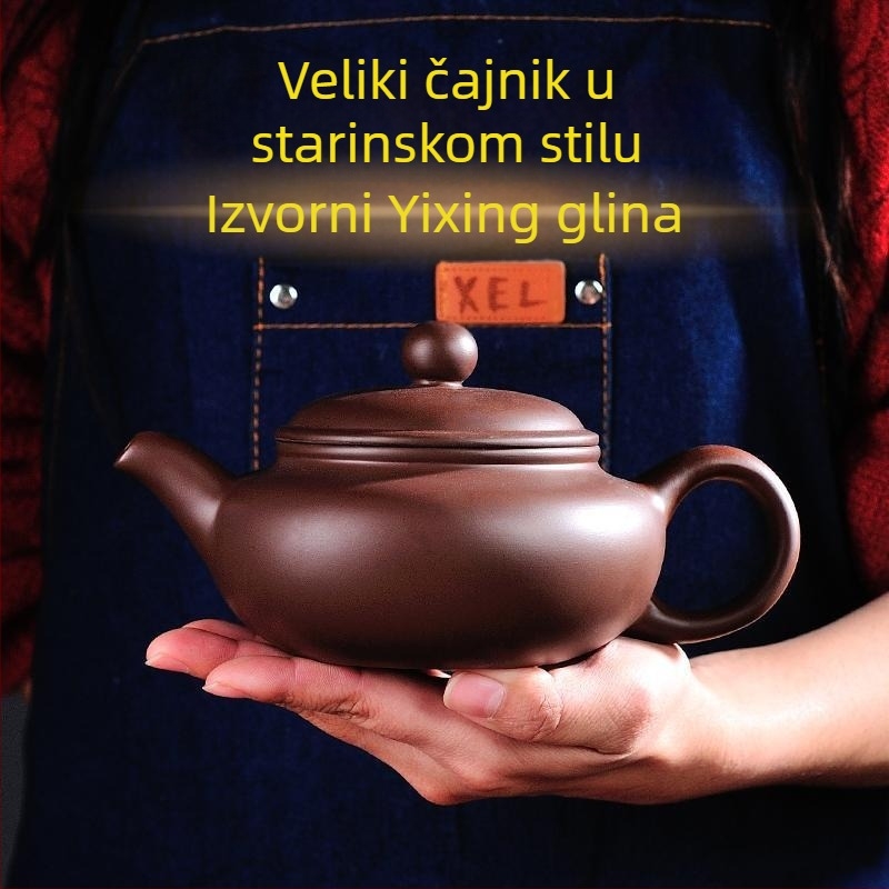 Čajnik od ljubičaste gline s velikim kapacitetom za pripremu čaja, Gongfu čajni set s šalicama za kućnu upotrebu, može se okretati naopako.
