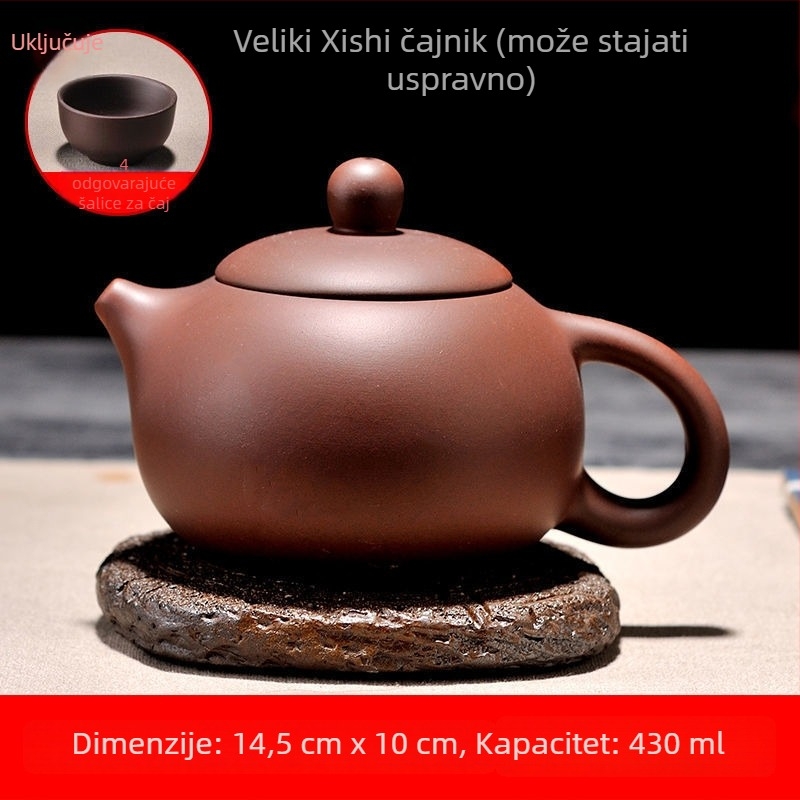 Čajnik od ljubičaste gline s velikim kapacitetom za pripremu čaja, Gongfu čajni set s šalicama za kućnu upotrebu, može se okretati naopako.