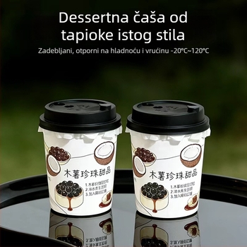 Jednokratna PP čašica s poklopcem, promjer 90 mm, kapacitet 500 ml, za mliječni čaj i kavu
