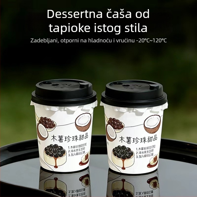 Jednokratna PP čašica s poklopcem, promjer 90 mm, kapacitet 500 ml, za mliječni čaj i kavu