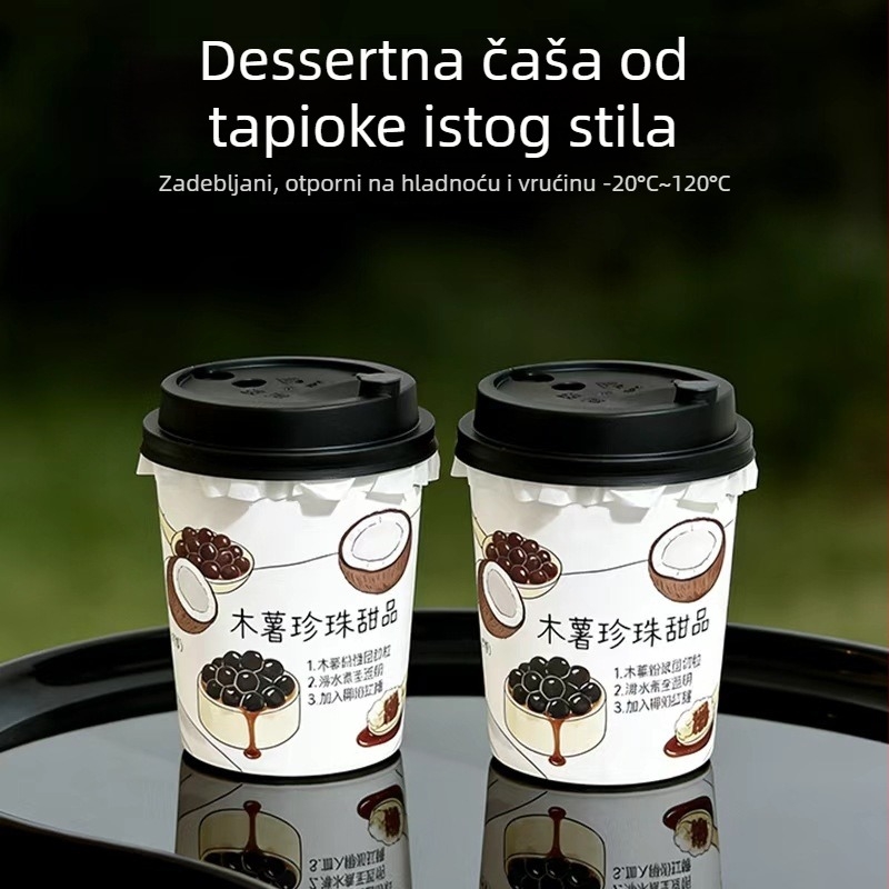 Jednokratna PP čašica s poklopcem, promjer 90 mm, kapacitet 500 ml, za mliječni čaj i kavu