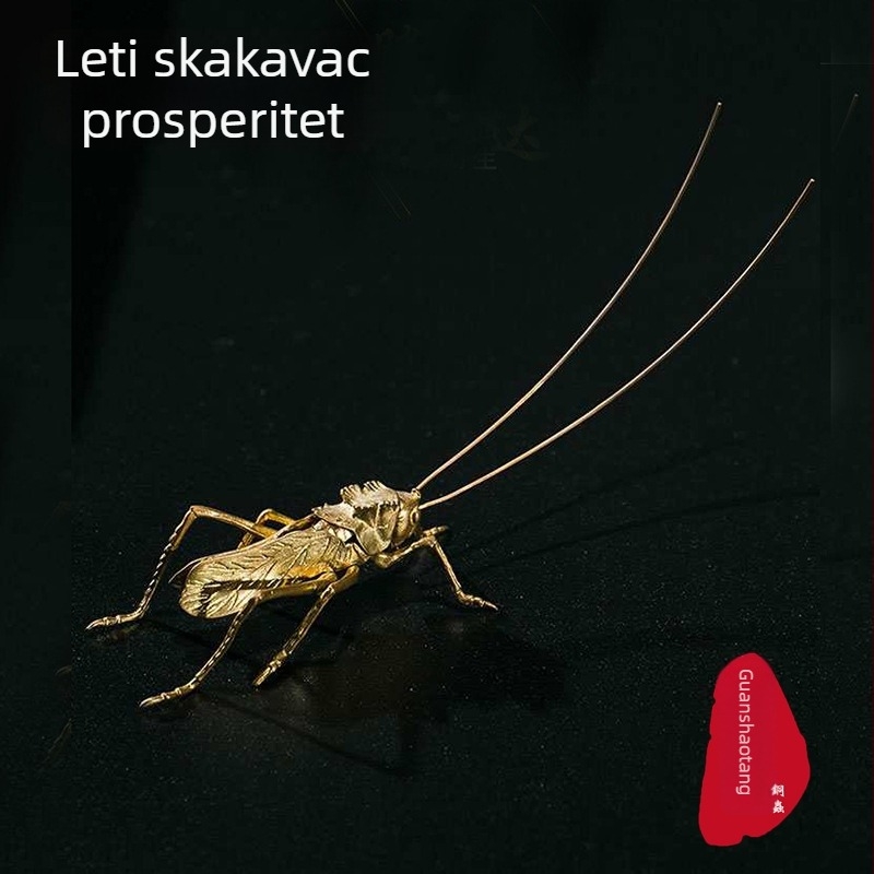 Čist bakreni lokust Tea Pet, kreativni realistični ukras, držač olovaka na stolu, dekor za čajnu ceremoniju