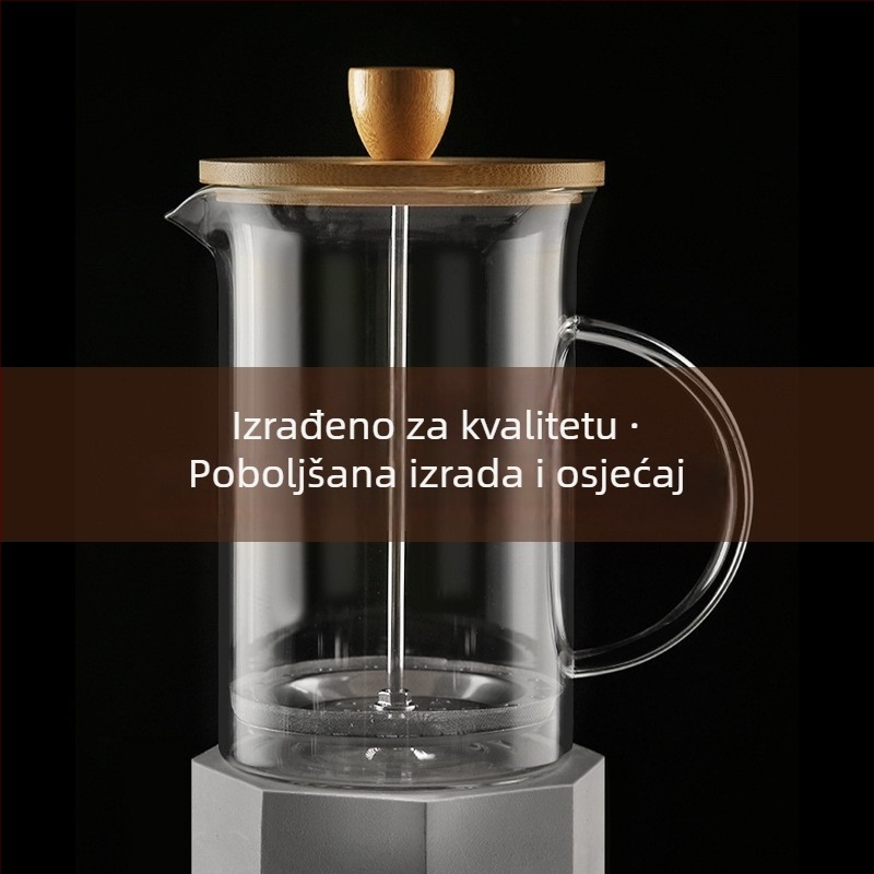 Francuska presa za kavu od debelog borosilikatnog stakla – za kućnu upotrebu, pripremu kave i čaja